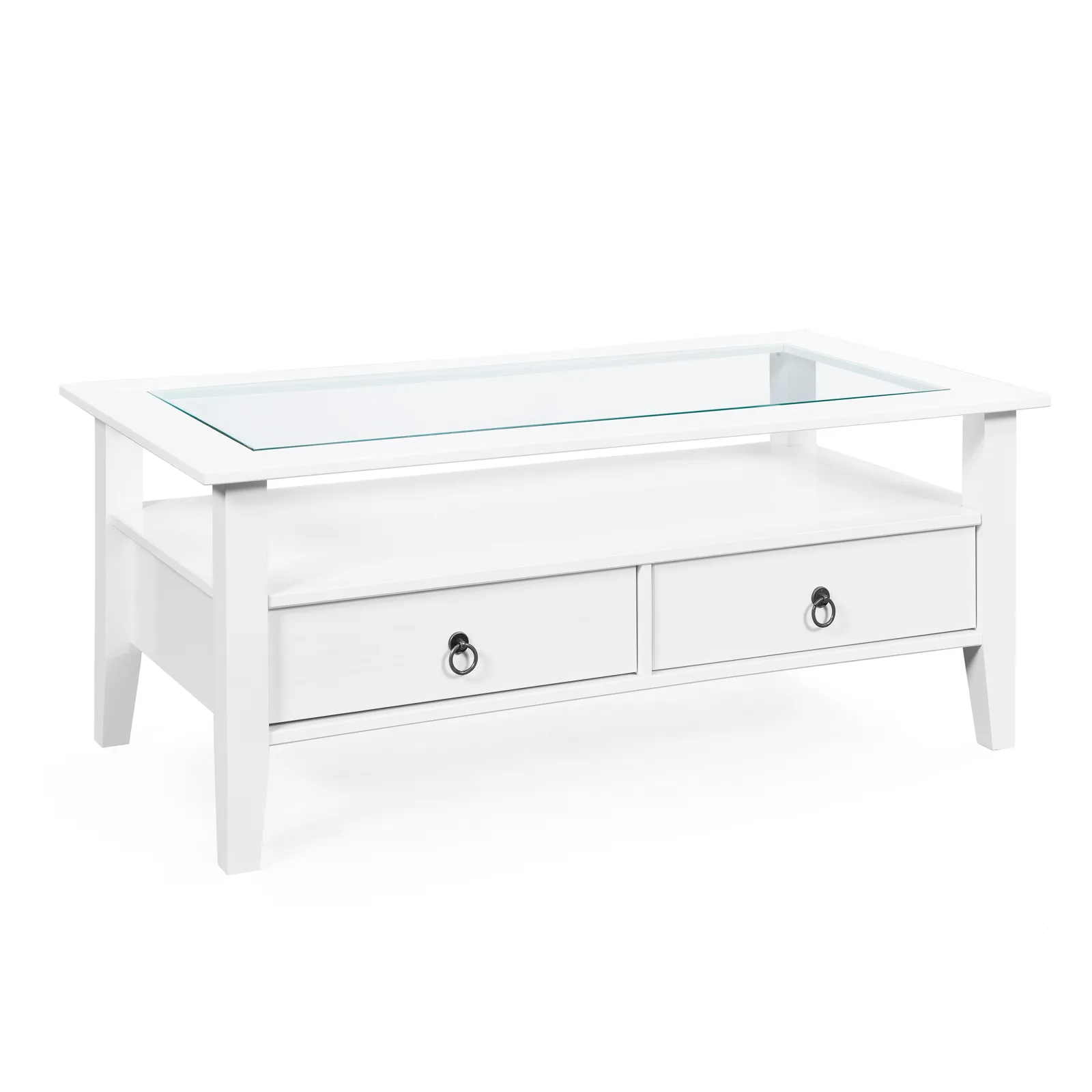 Nordic Living Provence 7 soffbord 115 × 60 × 45 cm, vit furu och glas