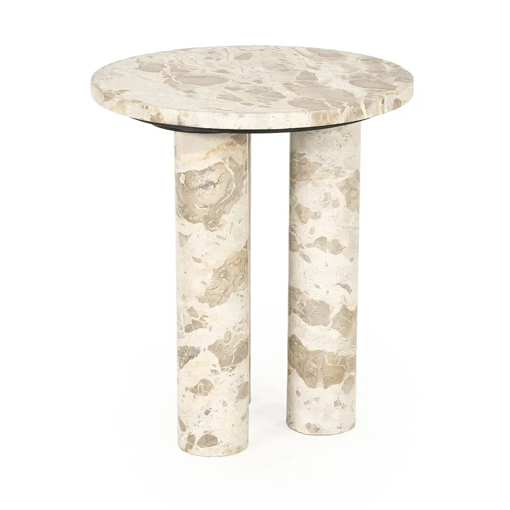 By-Boo Marmo runt sidobord Ø40 cm, beige marmor
